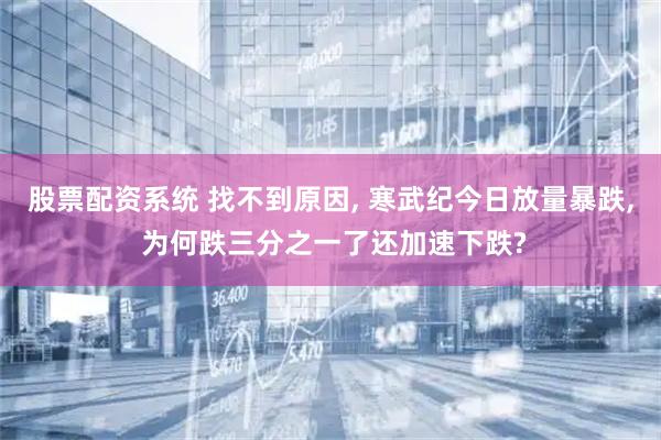 股票配资系统 找不到原因, 寒武纪今日放量暴跌, 为何跌三分之一了还加速下跌?